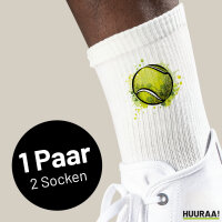 Unisex Socken Tennisball Comic Größe 37/46 White Motiv Tennissocken