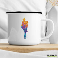 Emaille Tasse Baseball Pitcher bunte Silhouette 300ml Vintage Emaille Becher