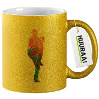 Glitzertasse Baseball Pitcher bunte Silhouette 330ml