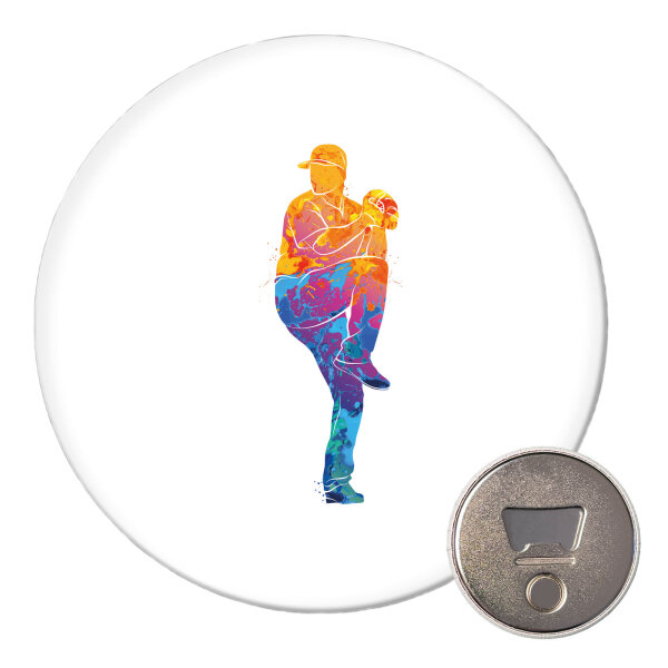 Magnet Baseball Pitcher bunte Silhouette 59mm Kühlschrankmagnet