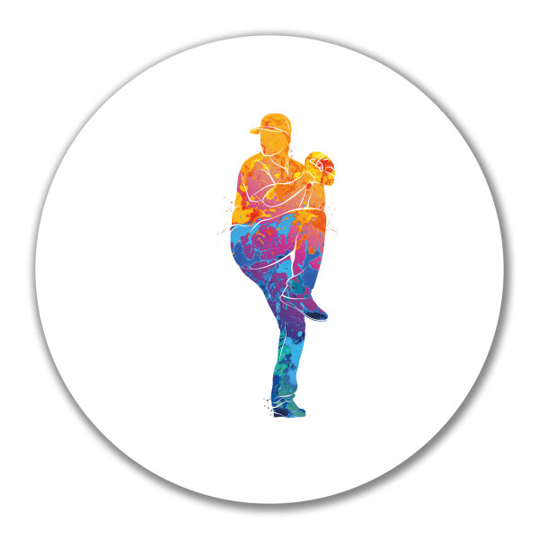 Aufkleber Baseball Pitcher bunte Silhouette 10cm