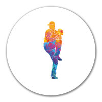 Aufkleber Baseball Pitcher bunte Silhouette 10cm rund