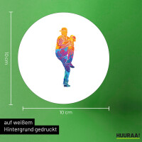 Aufkleber Baseball Pitcher bunte Silhouette 10cm rund