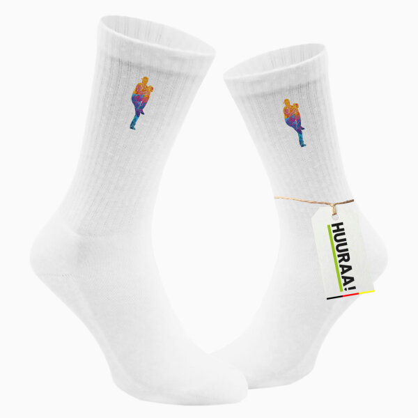 Unisex Socken Baseball Pitcher bunte Silhouette Größe 37/46 White Motiv Tennissocken