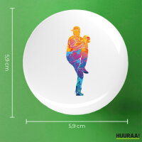 Button Baseball Pitcher bunte Silhouette