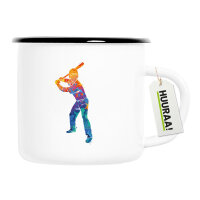 Emaille Tasse Baseball Batter Spieler bunte Silhouette...
