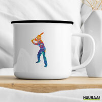 Emaille Tasse Baseball Batter Spieler bunte Silhouette 300ml Vintage Emaille Becher