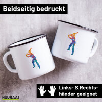 Emaille Tasse Baseball Batter Spieler bunte Silhouette...