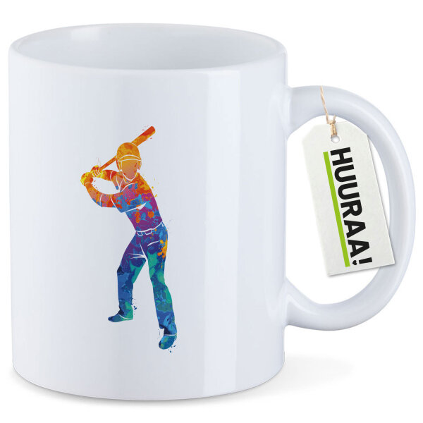 Kaffeetasse Baseball Batter Spieler bunte Silhouette 330ml
