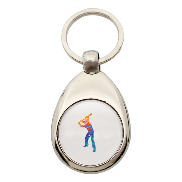 Schlüsselanhänger Baseball Batter Spieler bunte Silhouette