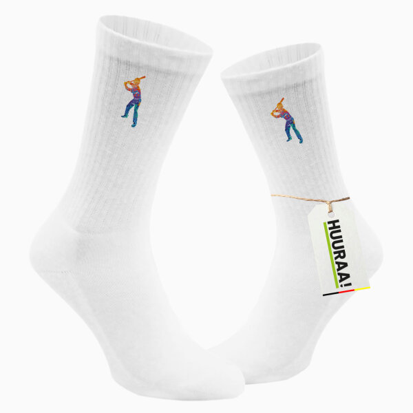 Unisex Socken Baseball Batter Spieler bunte Silhouette Größe 37/46 White Motiv Tennissocken