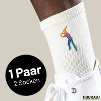 Unisex Socken Baseball Batter Spieler bunte Silhouette Baumwolle