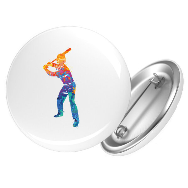 Button Baseball Batter Spieler bunte Silhouette rund