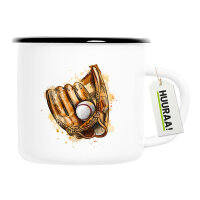 Emaille Tasse Baseballhandschuh und Ball Spieler bunte...