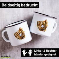 Emaille Tasse Baseballhandschuh und Ball Spieler bunte...