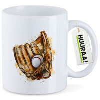 Kaffeetasse Baseballhandschuh und Ball Spieler bunte Silhouette 330ml