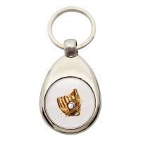 Schlüsselanhänger Baseballhandschuh und Ball Spieler bunte Silhouette