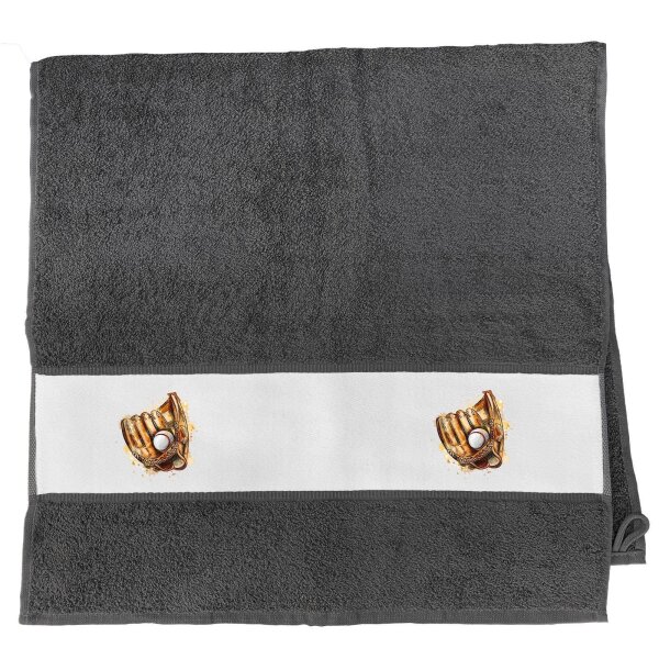 Handtuch Baseballhandschuh und Ball Spieler bunte Silhouette 50x100cm