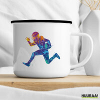 Emaille Tasse Football Spieler bunte Silhouette 300ml Vintage Emaille Becher