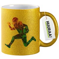 Glitzertasse Football Spieler bunte Silhouette 330ml