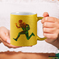 Glitzertasse Football Spieler bunte Silhouette 330ml