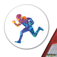 Aufkleber Football Spieler bunte Silhouette 10cm rund