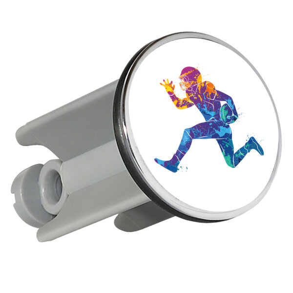Waschbeckenstöpsel Football Spieler bunte Silhouette 4cm
