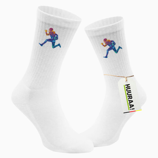 Unisex Socken Football Spieler bunte Silhouette Größe 37/46 White Motiv Tennissocken