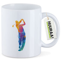 Kaffeetasse Golf Spieler bunte Silhouette 330ml