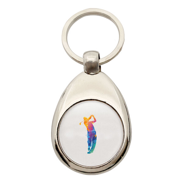 Schlüsselanhänger Golf Spieler bunte Silhouette Schlüsselring