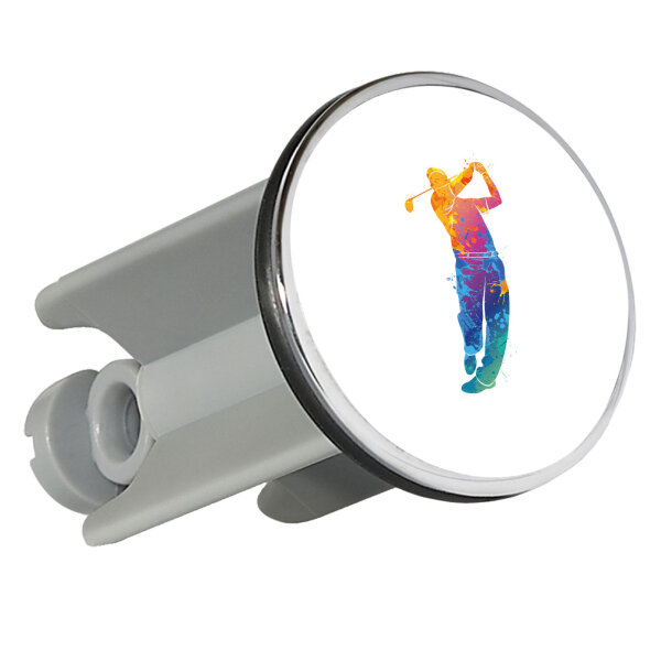 Waschbeckenstöpsel Golf Spieler bunte Silhouette 4cm