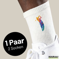 Unisex Socken Golf Spieler bunte Silhouette Größe 37/46 White Motiv Tennissocken