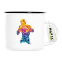 Emaille Tasse Boxer Spieler bunte Silhouette 300ml...