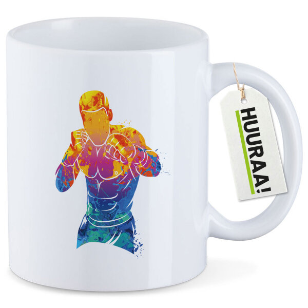 Kaffeetasse Boxer Spieler bunte Silhouette 330ml