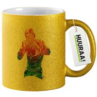 Glitzertasse Boxer Spieler bunte Silhouette 330ml