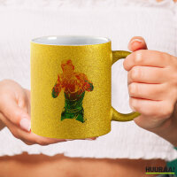 Glitzertasse Boxer Spieler bunte Silhouette 330ml