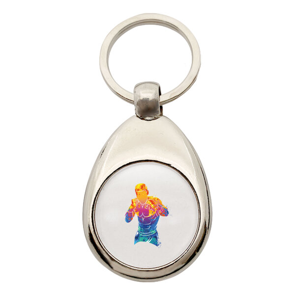 Schlüsselanhänger Boxer Spieler bunte Silhouette