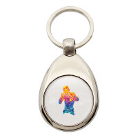 Schlüsselanhänger Boxer Spieler bunte Silhouette