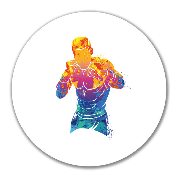 Aufkleber Boxer Spieler bunte Silhouette 10cm