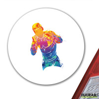 Aufkleber Boxer Spieler bunte Silhouette 10cm rund