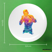 Button Boxer Spieler bunte Silhouette