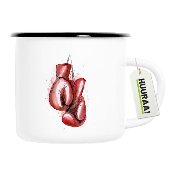 Emaille Tasse Boxhandschuh Comic 300ml Vintage Emaille Becher