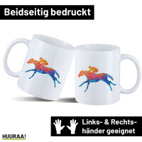 Kaffeetasse Pferderennen Jockey bunte Silhouette 330ml