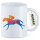 Kaffeetasse Pferderennen Jockey bunte Silhouette 330ml