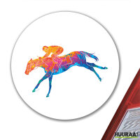 Aufkleber Pferderennen Jockey bunte Silhouette 10cm