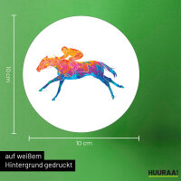 Aufkleber Pferderennen Jockey bunte Silhouette 10cm