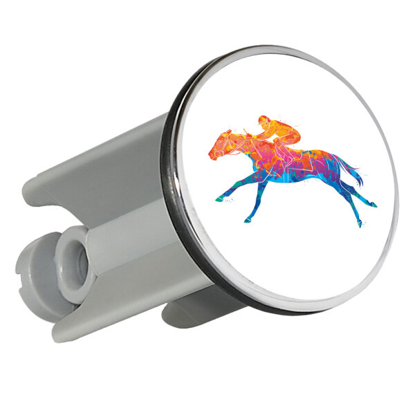 Waschbeckenstöpsel Pferderennen Jockey bunte Silhouette 4cm Abflussstopfen