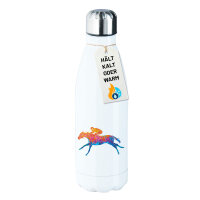 Edelstahl-Trinkflasche Pferderennen Jockey bunte Silhouette 500ml Wasserflasche