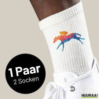 Unisex Socken Pferderennen Jockey bunte Silhouette Größe 37/46 White Motiv Tennissocken