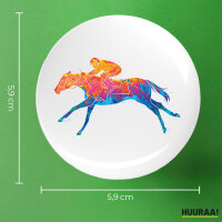 Button Pferderennen Jockey bunte Silhouette